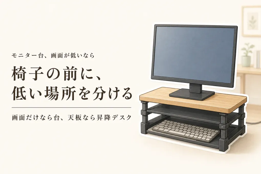 モニター台と昇降デスクの違い｜椅子を買う前に画面の低さ・机の高さを切り分ける